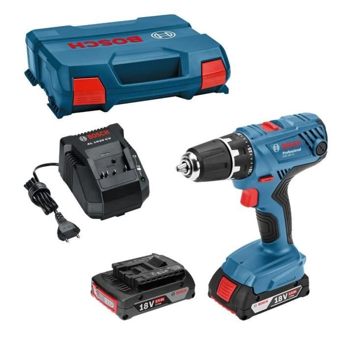Taladro percutor Bosch professional gsb 18v- 21 + 2 baterías 2.0ah + cargad