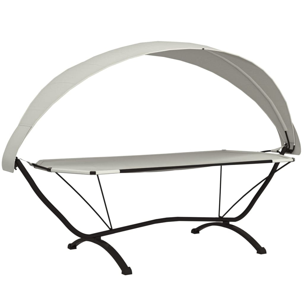 vidaXL tumbona de jardín con dosel de acero y tela oxford crema