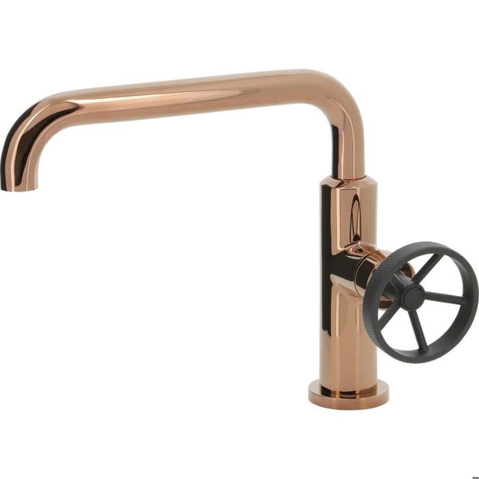 Mezclador de lavabo de estilo industrial tratamiento pvd oro rosa thermador