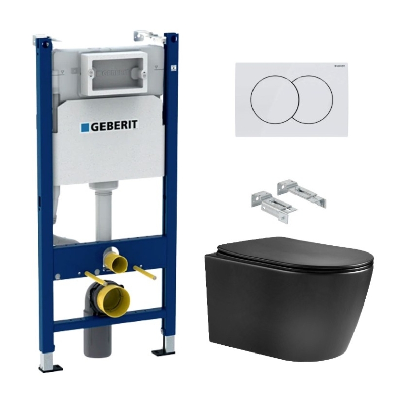 Geberit + delta 01 blanco brillo + wc aqua nebula negro