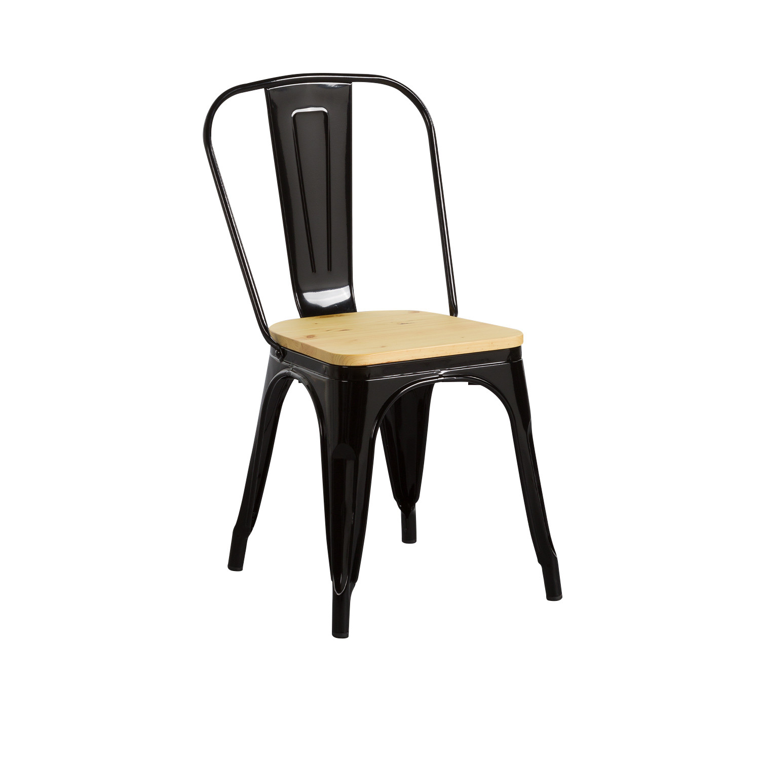 Silla industrial strong con asiento de madera 45x54x85cm negro Thinia Home