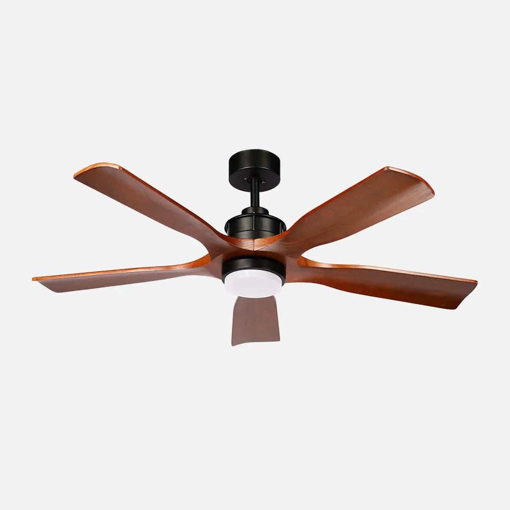 Ventilador dc letur 18w negro/roble 5aspas 6vel 132d luz opcional 2250lm 30