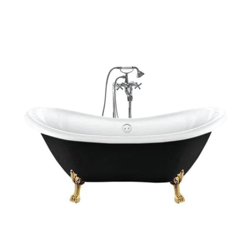 Bañera con patas darlington negra 175 cm patas león doradas