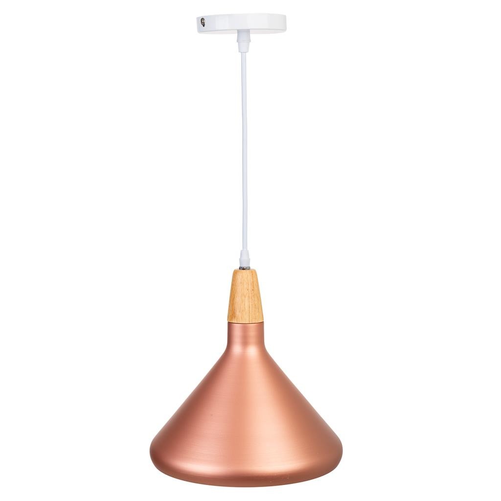 Lámpara de techo de madera y metal cobriza 27x27x30