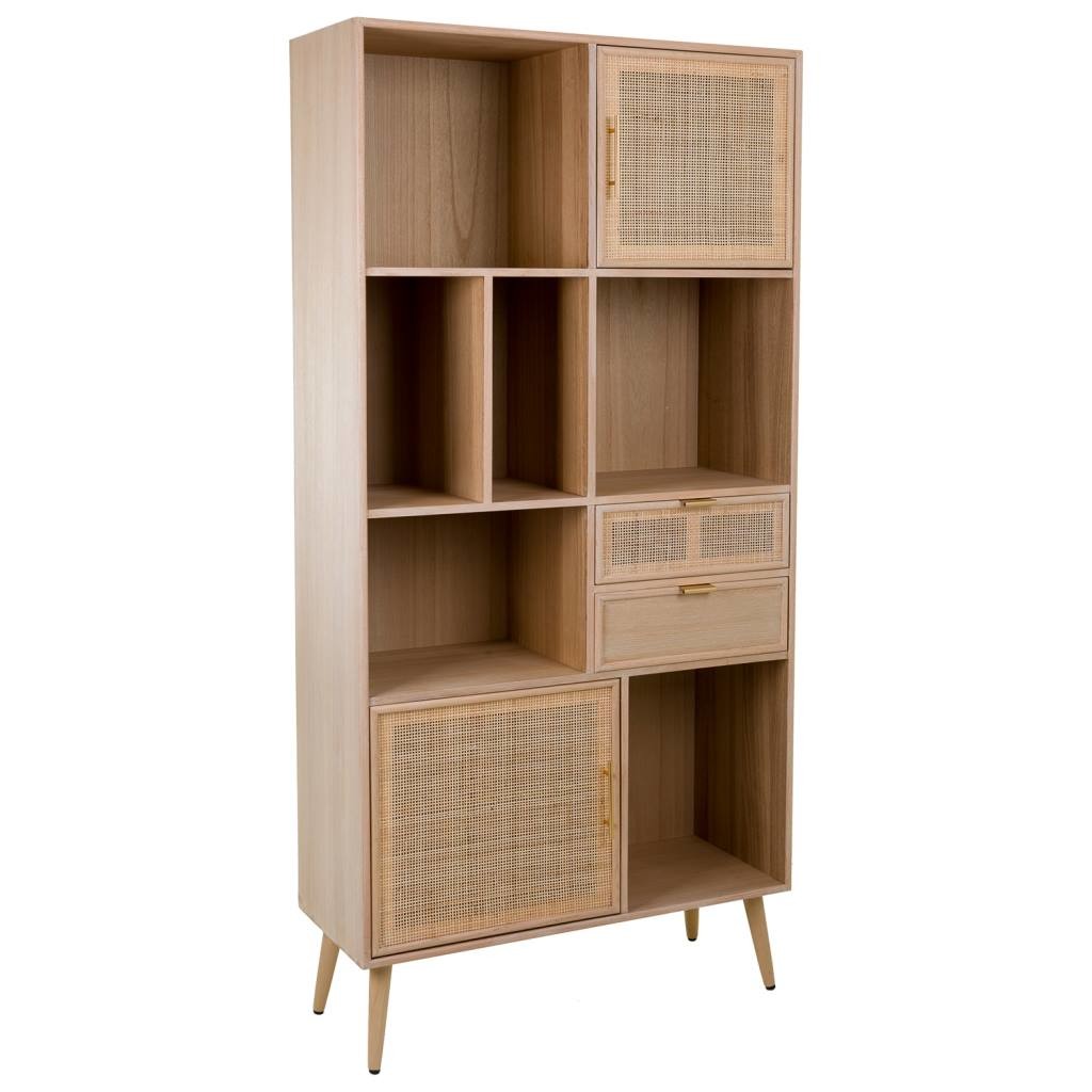 Estantería de mdf y rejilla marrón 90x37x189