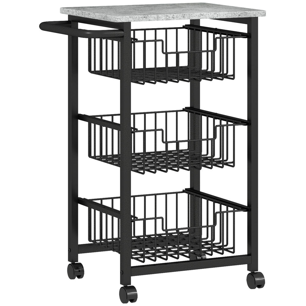 Carrito de cocina 49.5x31x69 cm acero, mdf color gris Homcom
