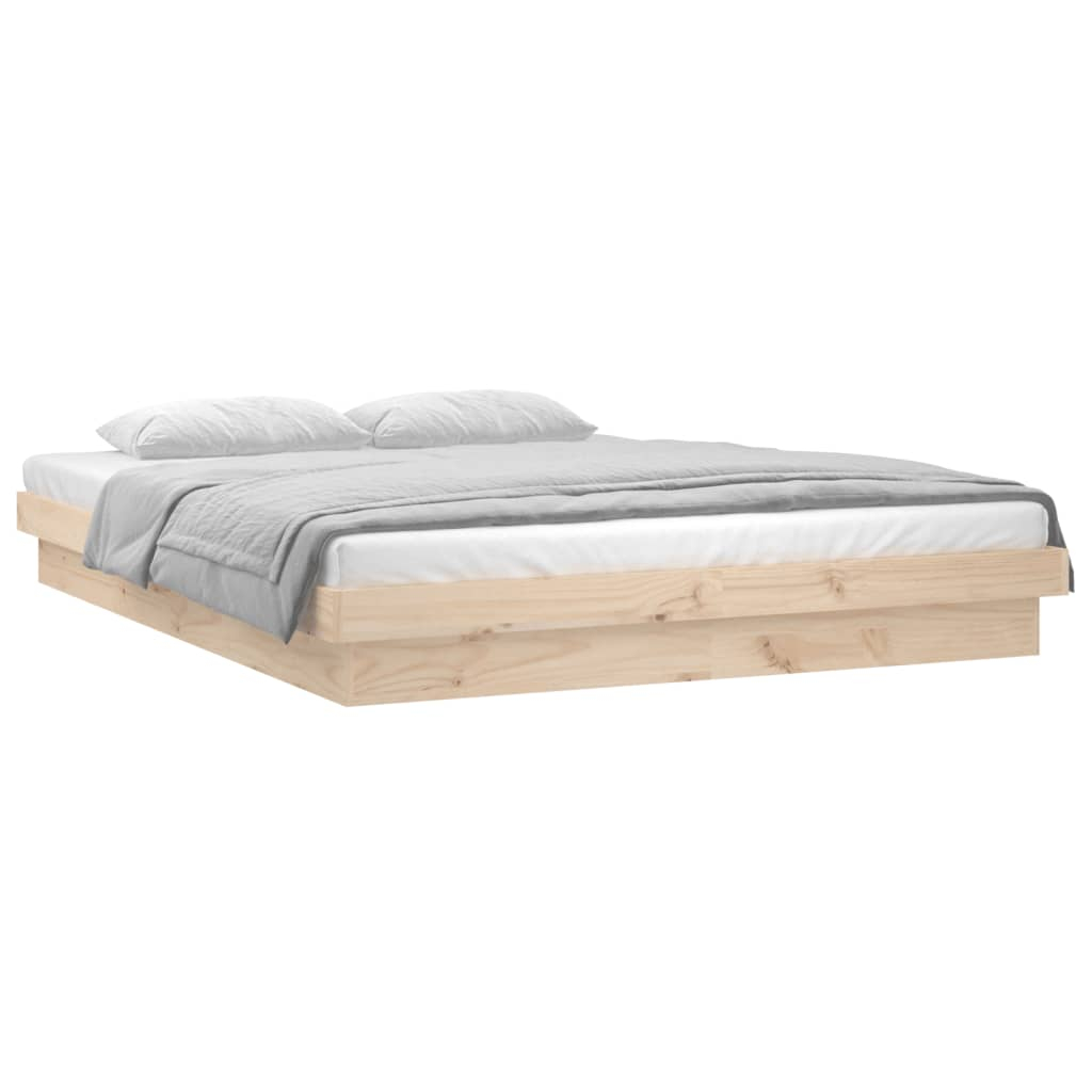 vidaXL estructura de cama doble LED sin colchón madera maciza