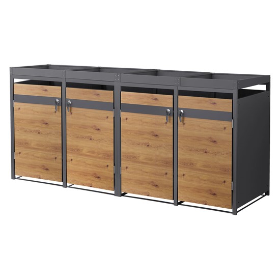 Cobertizo exterior doble ocultar cubo basura 132x80x120cm antracita
