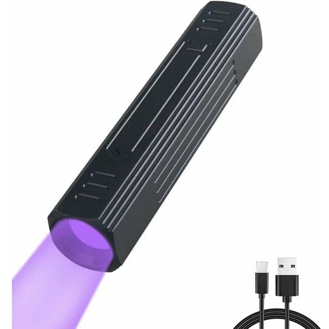 Linterna UV 365nm bolsillo blacklight resina fugas rocas recargable