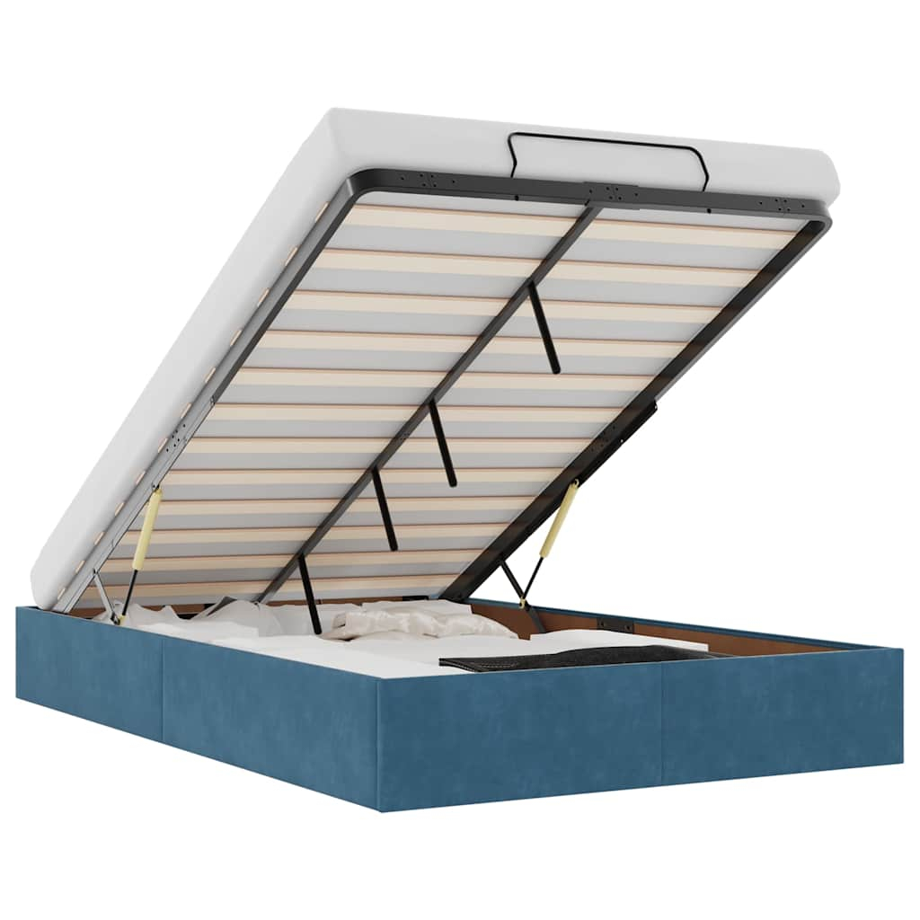 vidaXL estructura de cama otomana sin colchón terciopelo azul oscuro
