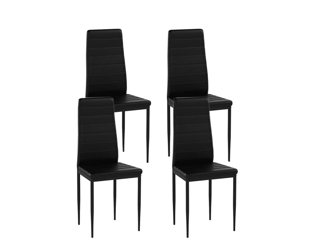 Silla de comedor en polipiel/metal negro, 4 unidades