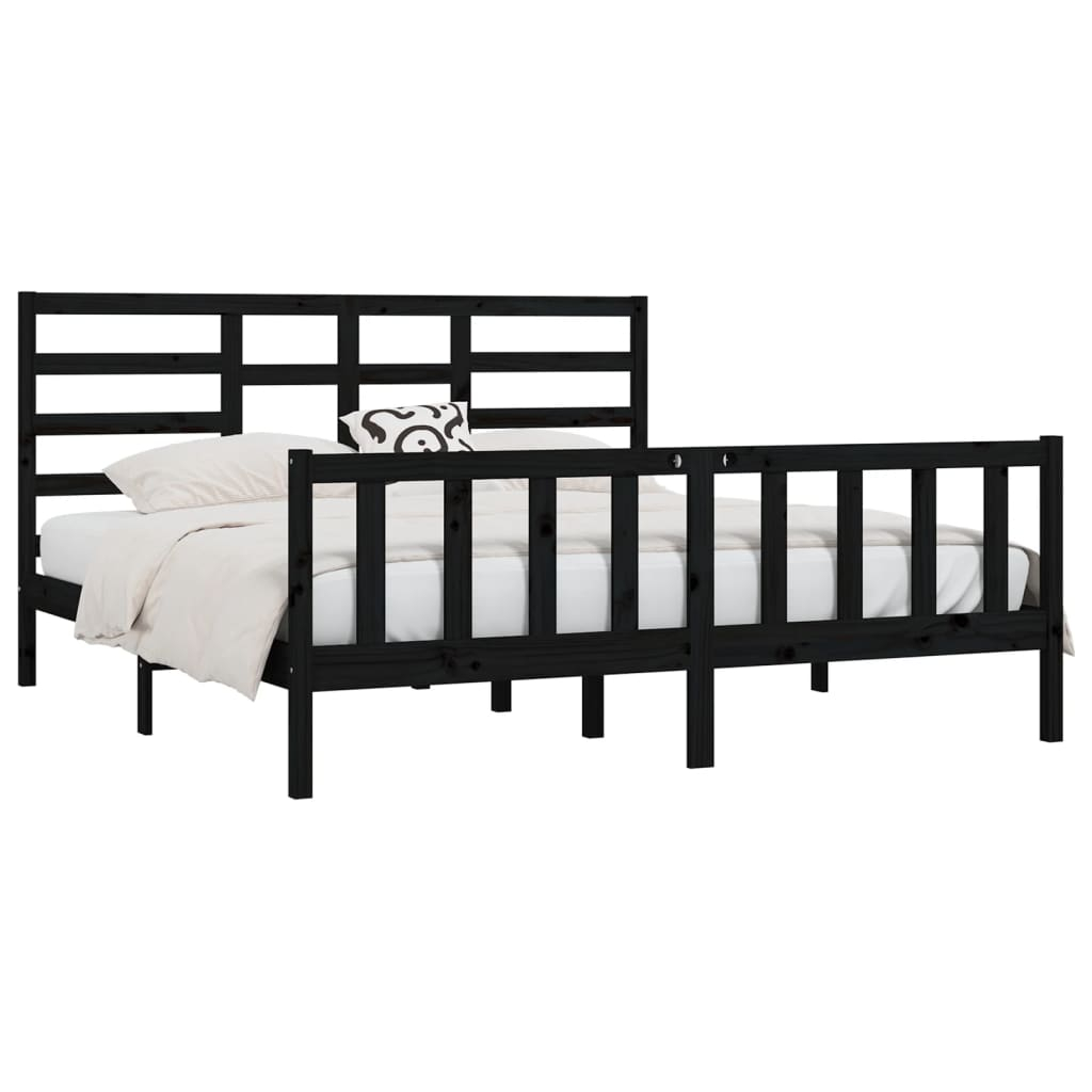 vidaXL estructura de cama de madera maciza de pino negra 200x200 cm