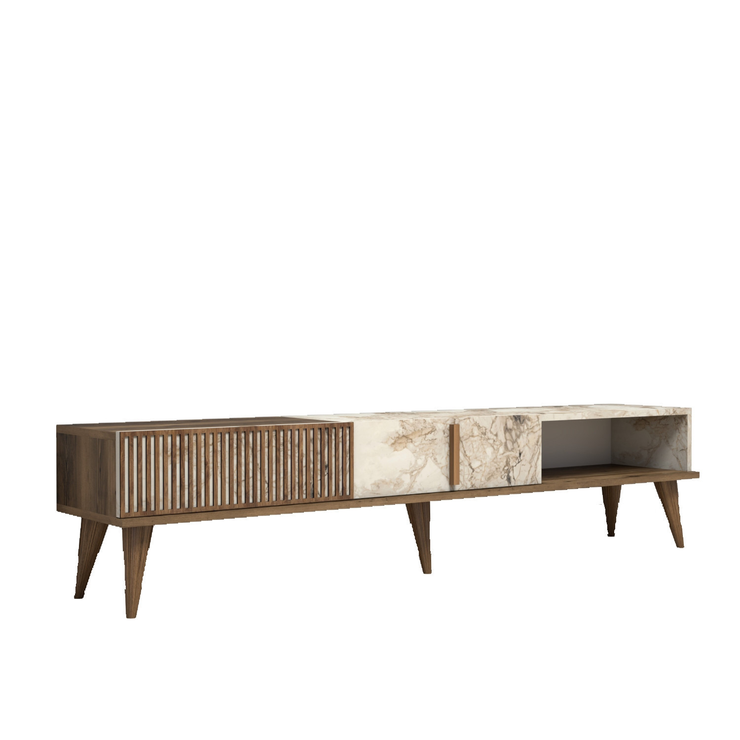 Mueble para la tele de madera <<milan>> - 180 x 35 x 40 cm - nogal blanco