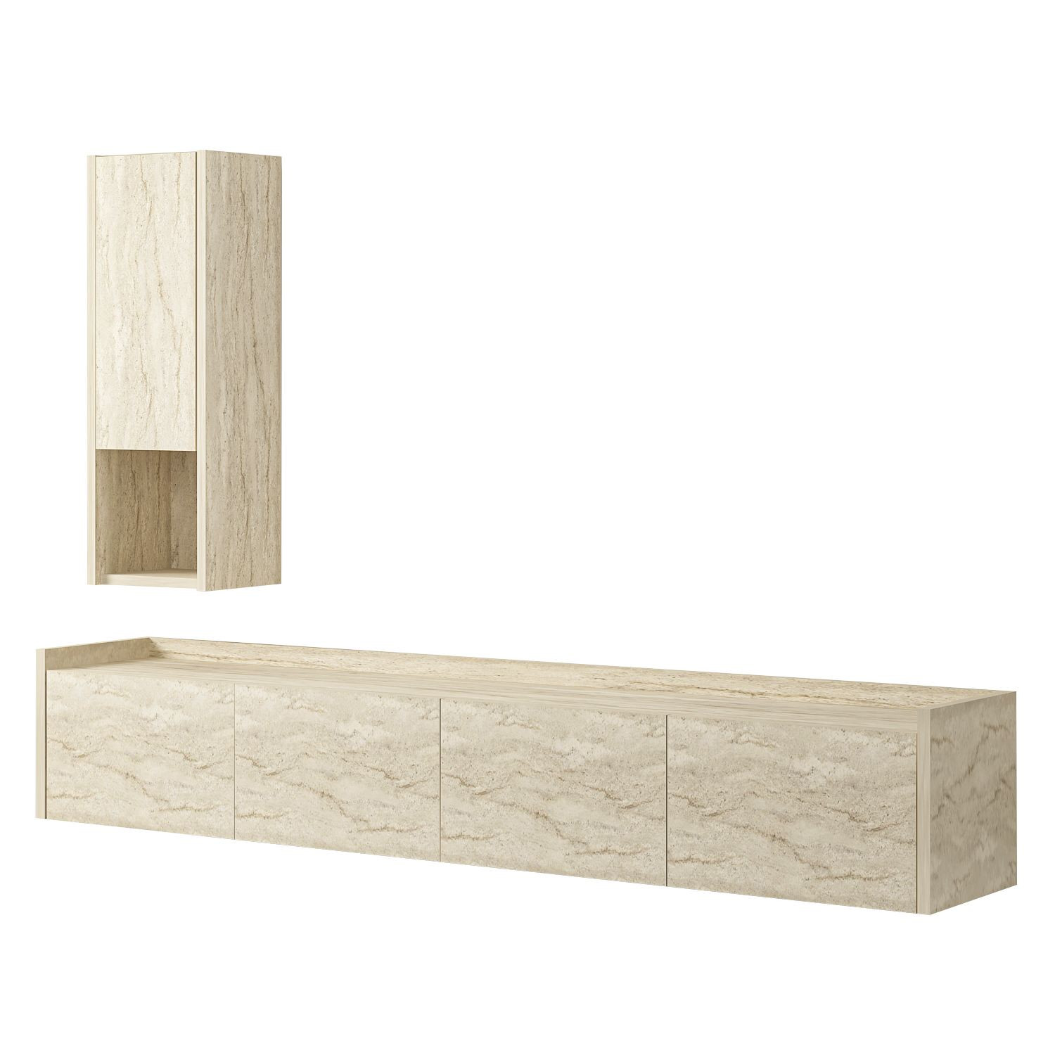 Soporte de tv de madera "sema" con estante de pared - 160 x 30 x 35 cm - tr