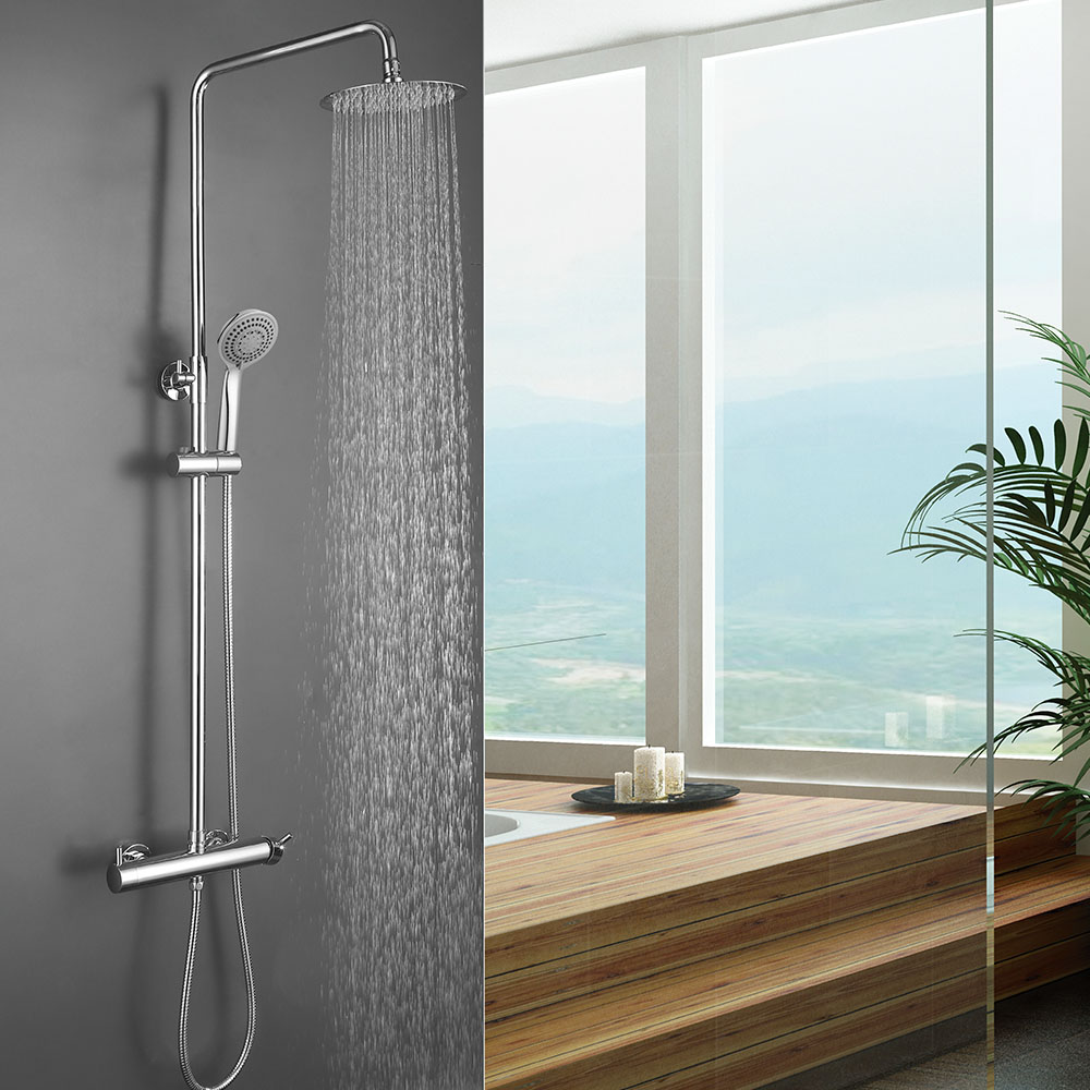 Kibath columna ducha monomando tor redonda de 83-126 cm cromo brillo
