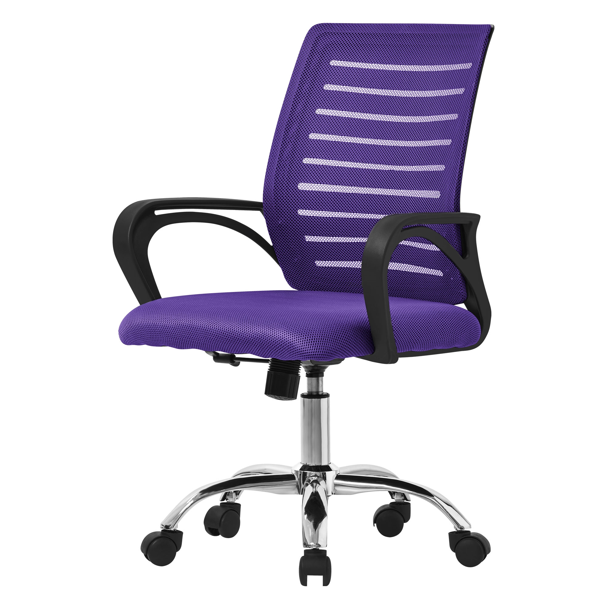 Silla de oficina ergonomica lila regulable tapizado de malla