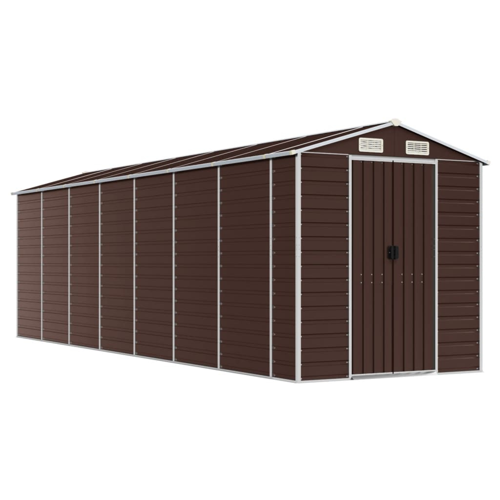 vidaXL caseta de jardín marrón 191x640x198 cm acero galvanizado