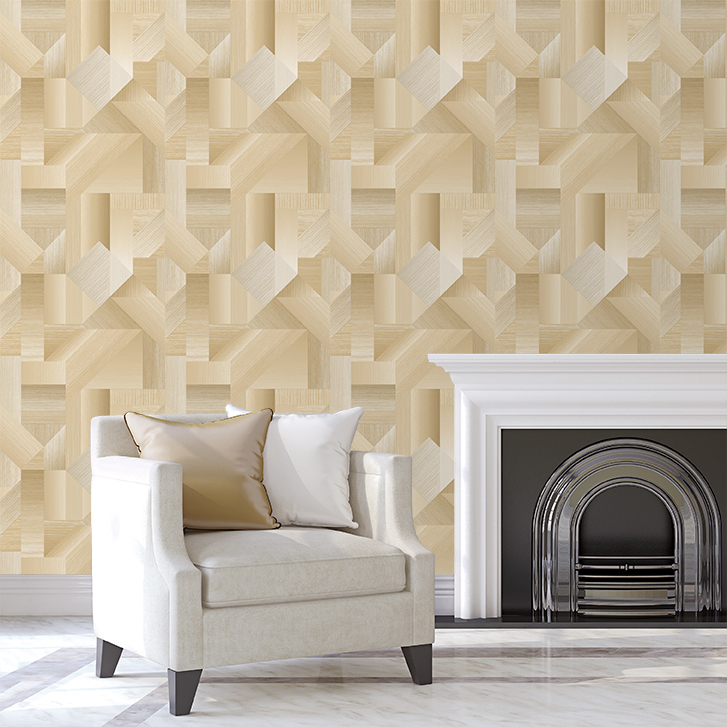 Papel pintado tnt textura formas madera ocre