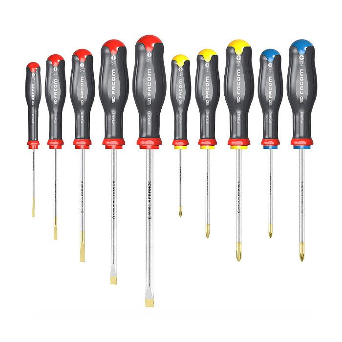 Juego de 10 destornilladores protwist - acero gris - 2,5-175 mm