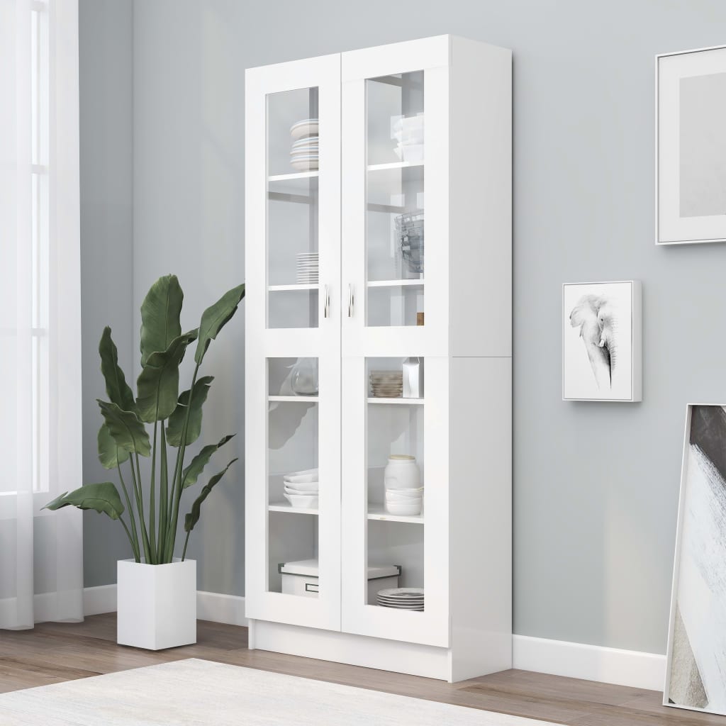 Vitrina de madera contrachapada blanco 82,5x30,5x185,5 cm es2960