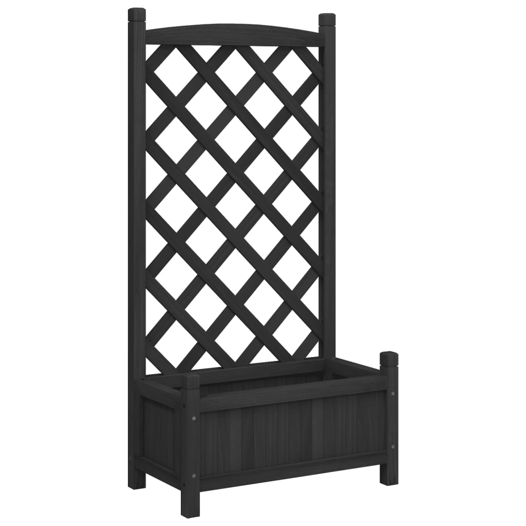 vidaXL jardinera con enrejado madera maciza de abeto negro