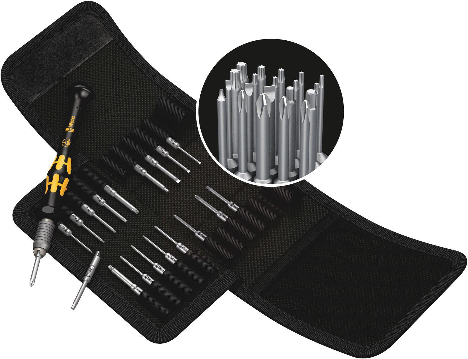 Bolso plegable con puntas de 44 mm de largo kraftform kompakt micro-set