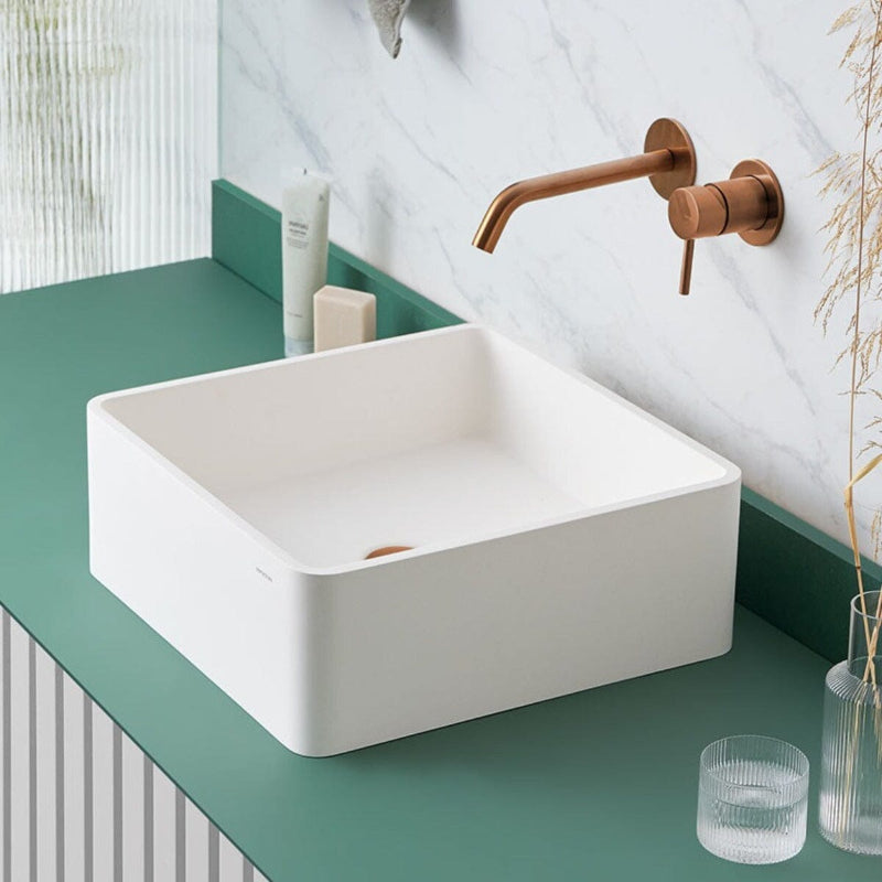 Lavabo cuadrado para encimera en sanydur artana 40 x 40 cm