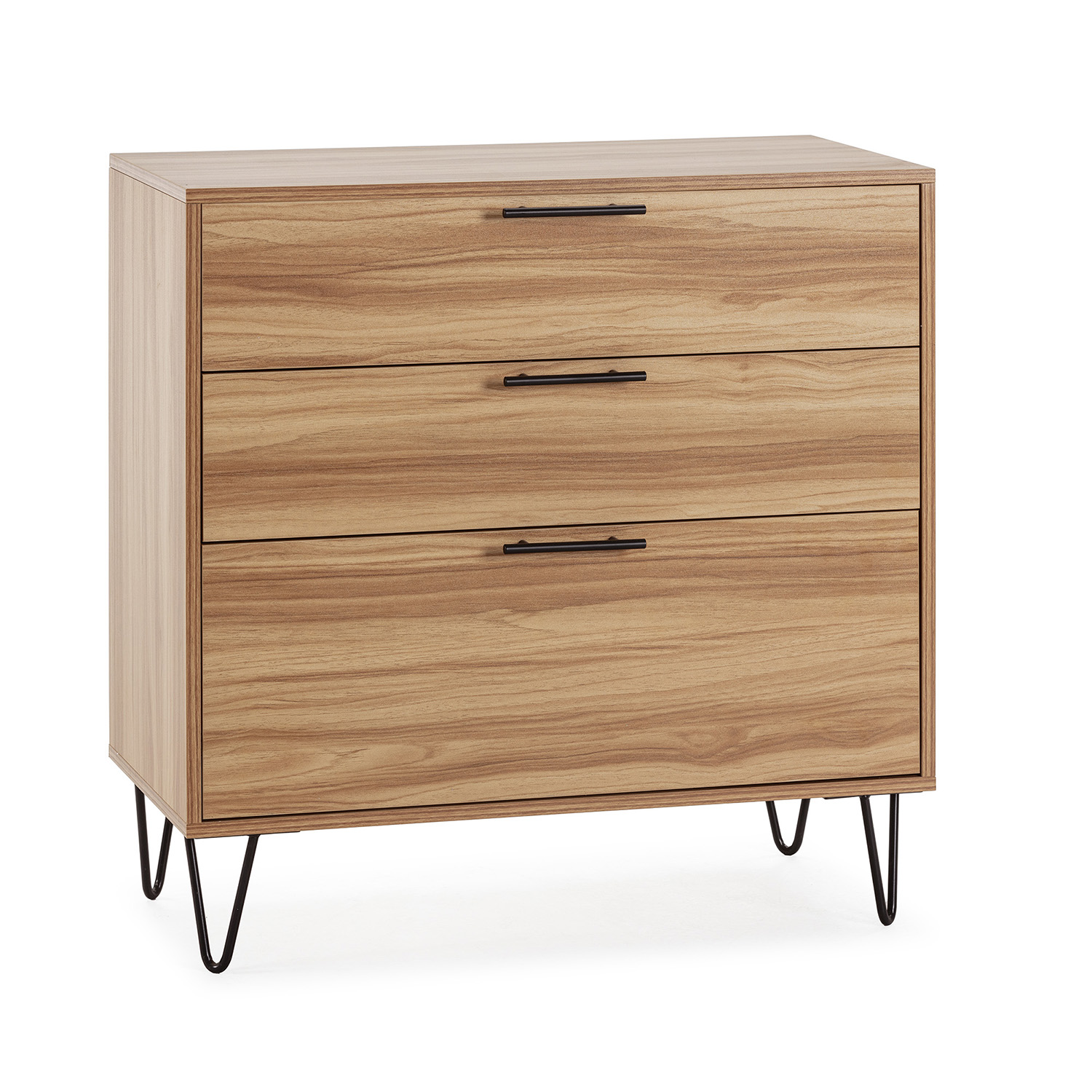 Cómoda de noche alma 3 cajones color madera