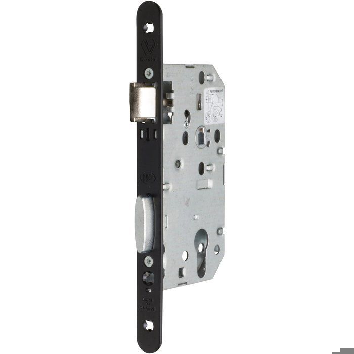 Cerradura empotrada negra con roseta sin placa - llave i - eje de 40 mm - s