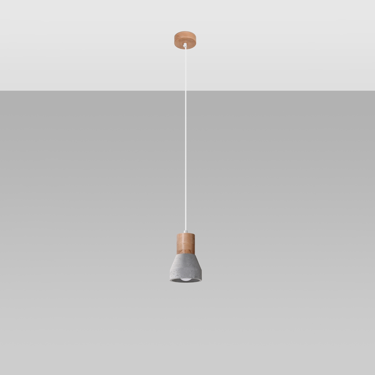 Lámpara coLGante qubic 1 gris/madera natural hormigón 10x120x10cm