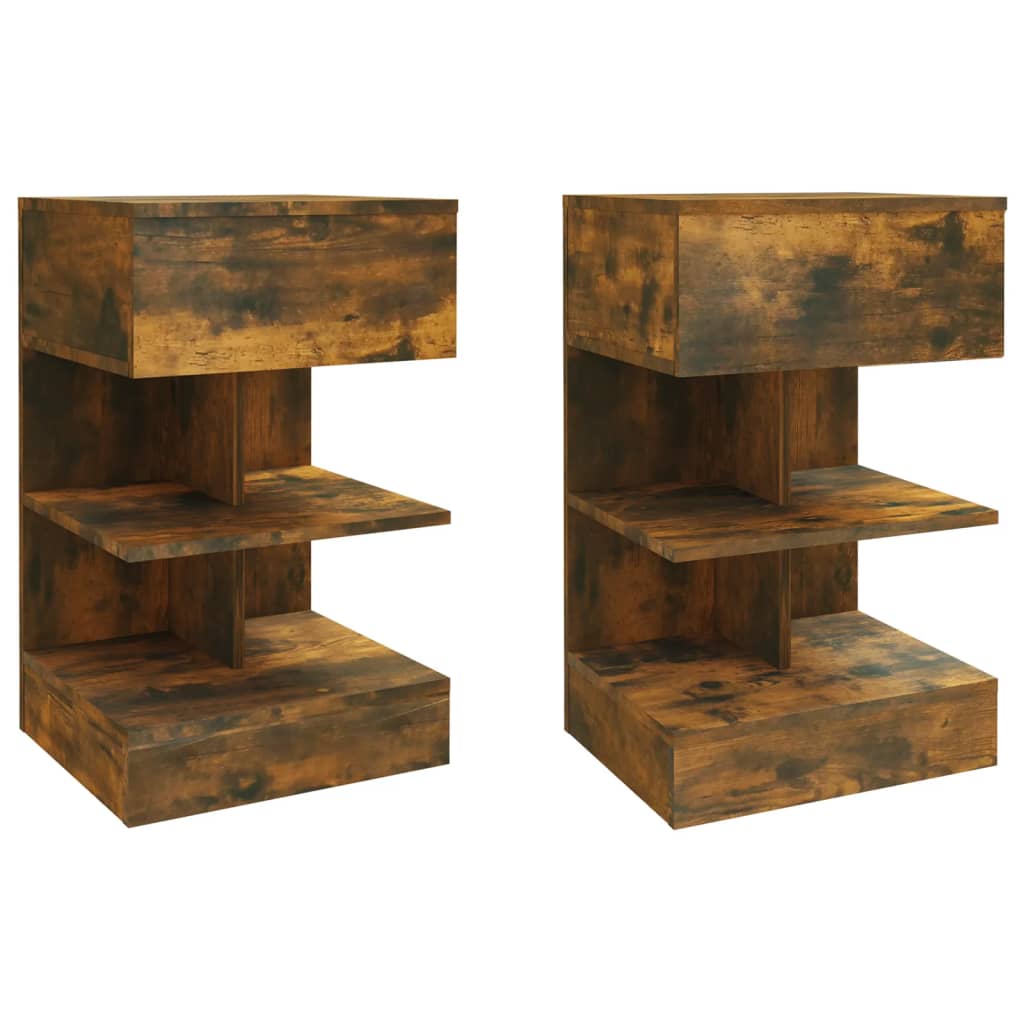 Casa lúmina - set de 2 mesita de noche roble madeira 40 x 35 x 65 cm