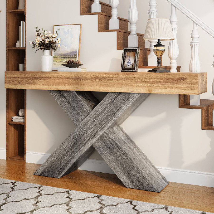 Mesa consola para recibidor salón tablero de partículas natural 80x140x30cm