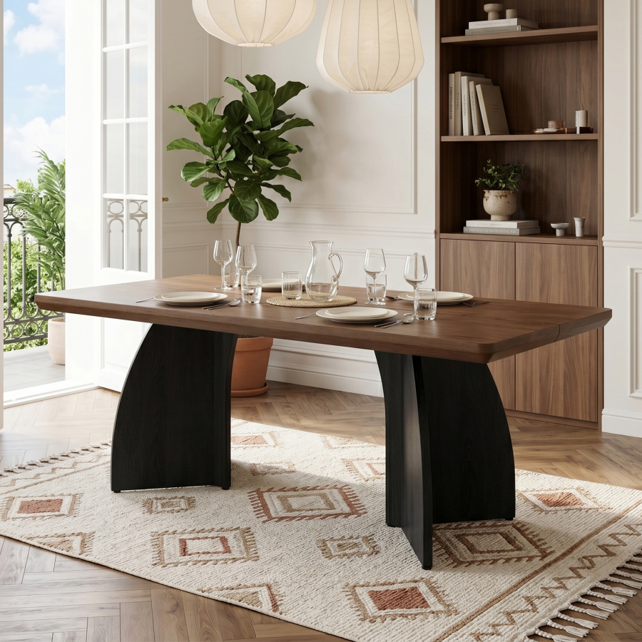 Mesa de comedor para 4 a 6 personas nogal negro 160x80x4cm