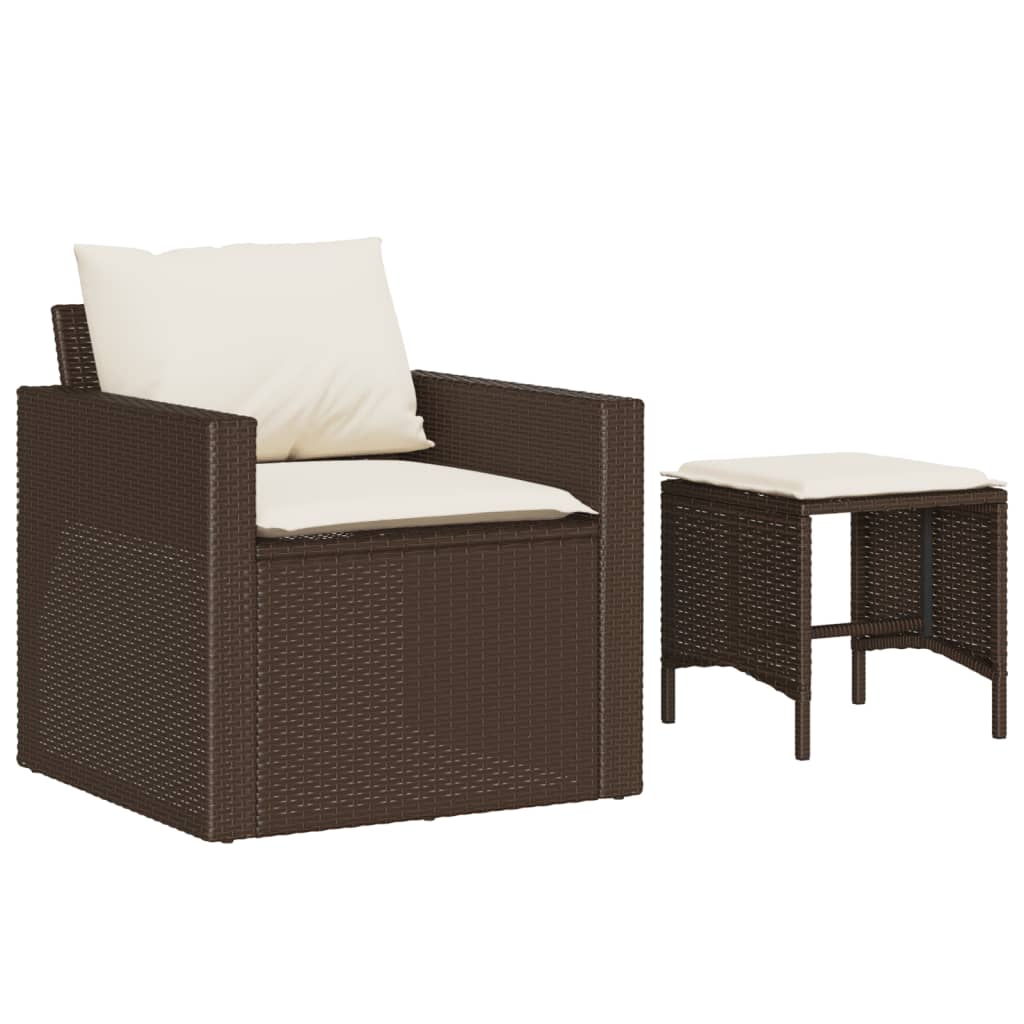 vidaXL set de sofás de jardín 4 pzas y cojines ratán sintético marrón
