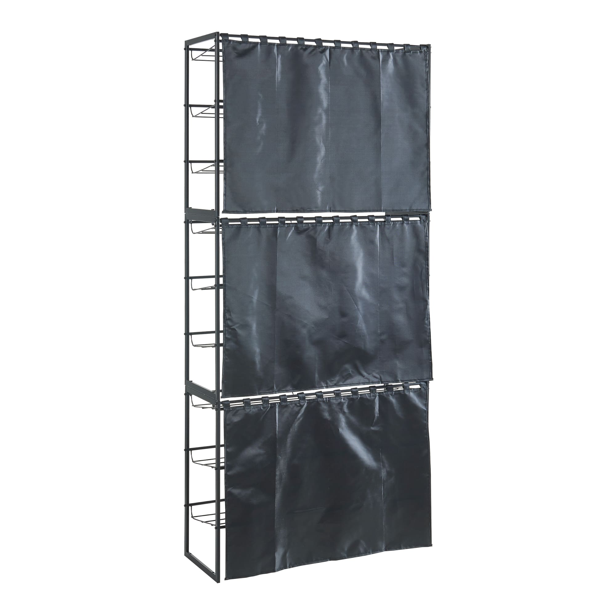 Set de 3 zapateros sel con cortina - negro [en.casa]