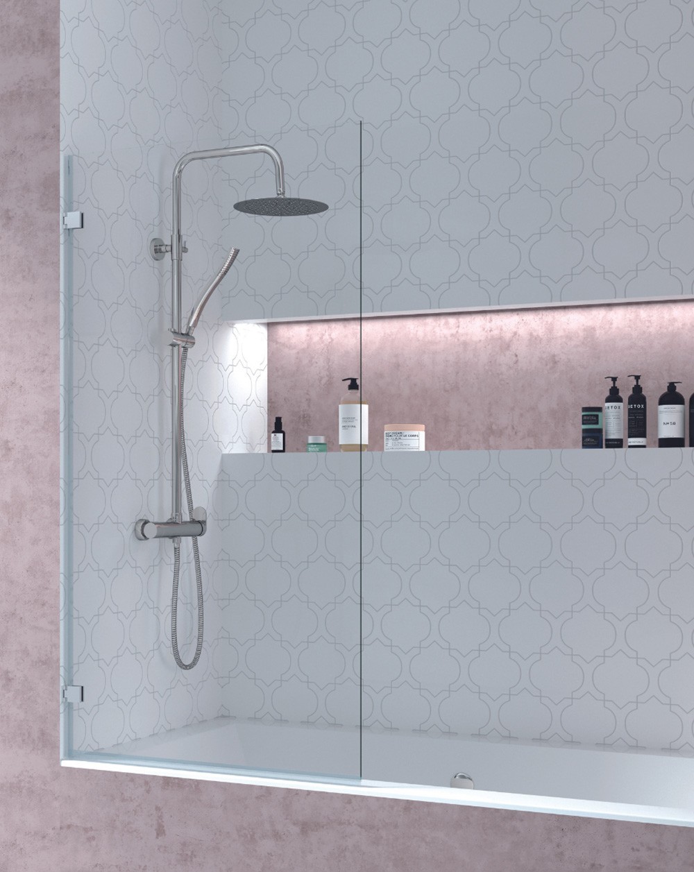 Mampara bañera frontal puerta abatible | transparente 85cm cromo brillo