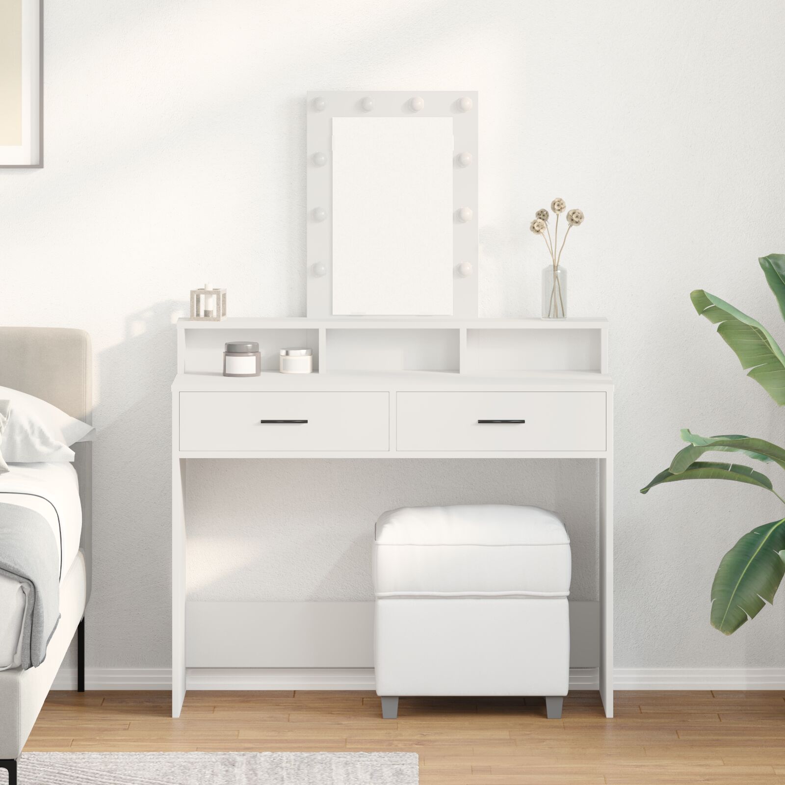 Mesa de tocador blanca mdf 100 x 41 x 140 cm mesa de tocador oif664359