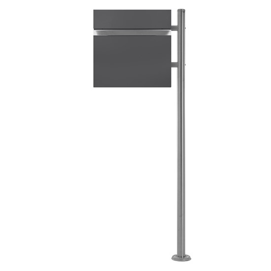 Buzón de acero inoxidable antracita casillero de correo + poste 120cm plata