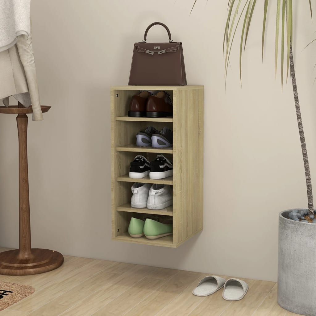 Mueble zapatero madera contrachapada roble sonoma 31,5x35x70 cm