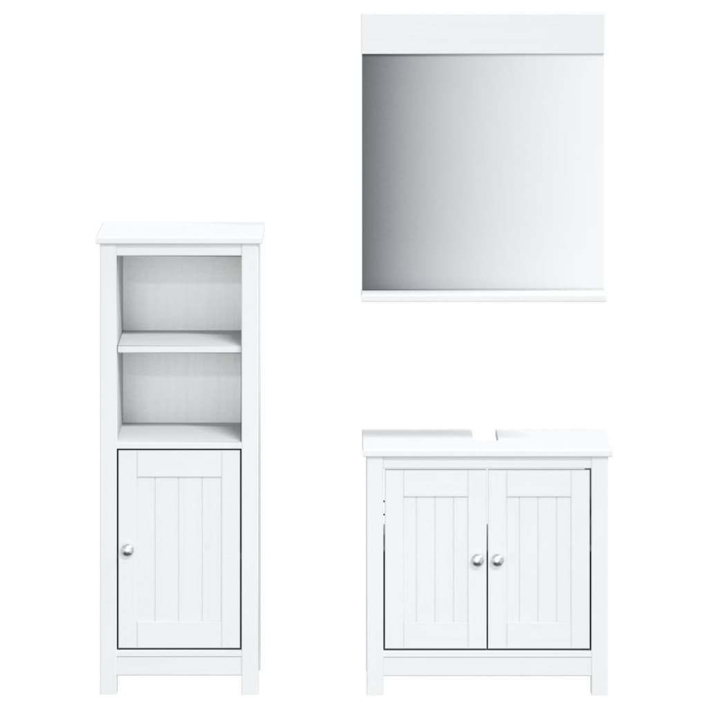 vidaXL juego de muebles de baño berg 3 pzas madera maciza pino blanco