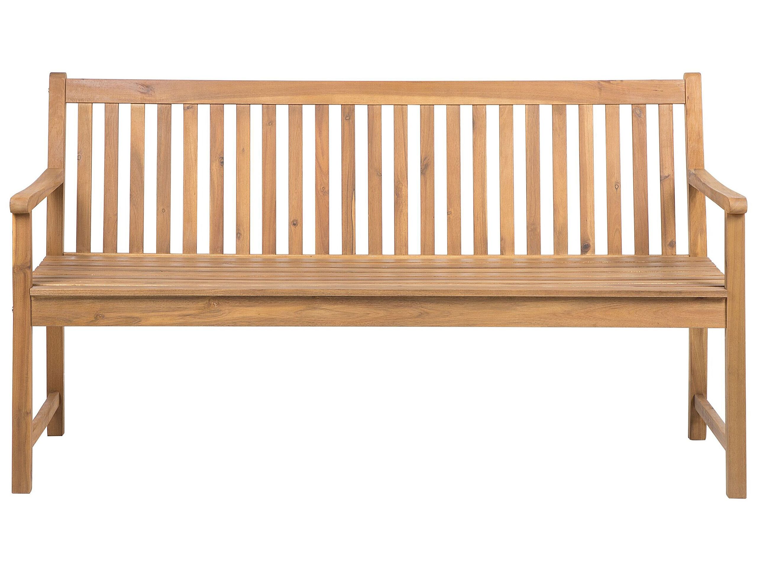 Banco de jardín vivara 160 cm madera de acacia certificada marrón claro