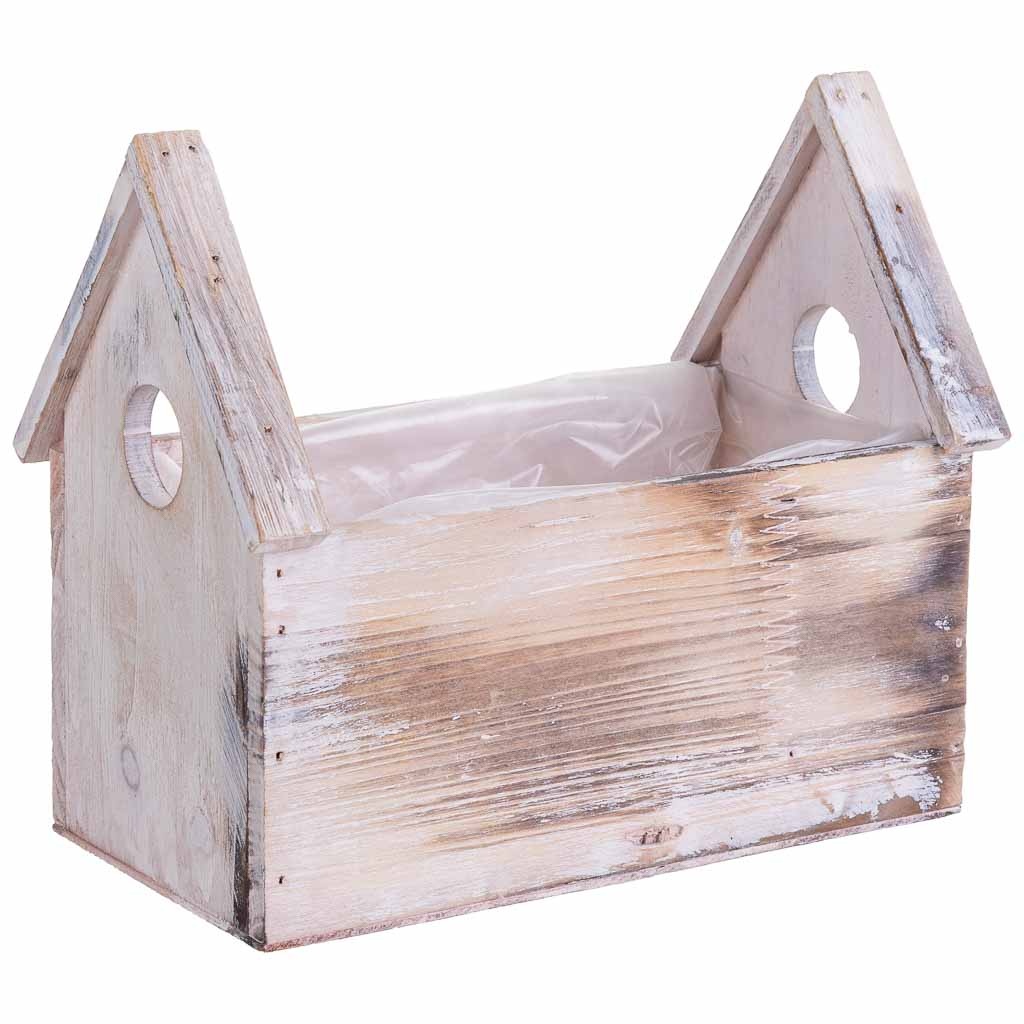 Soporte macetero de madera rectangular 21x13x19/10h cm