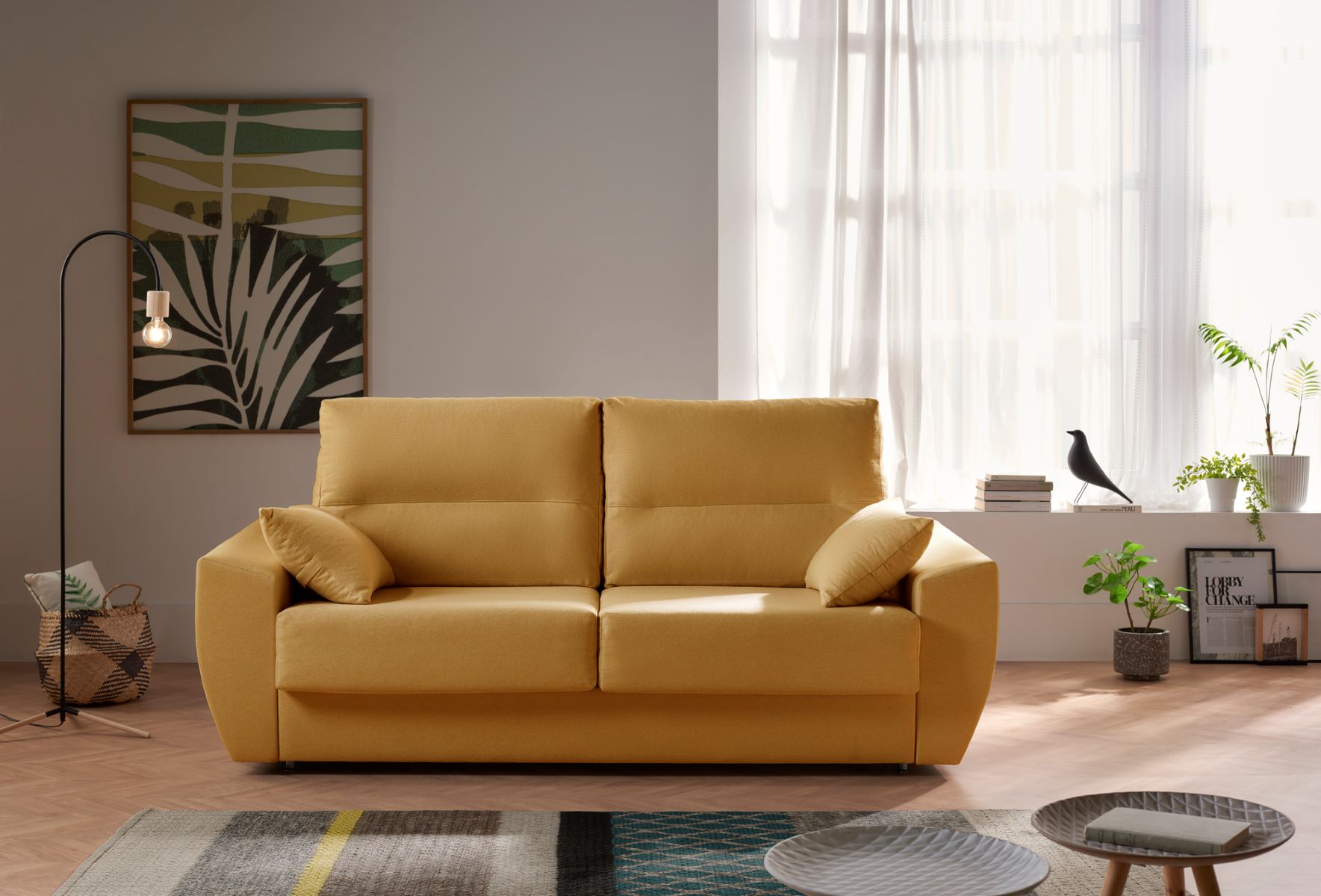 Sofa cama italiano monaco 3 plazas amarillo