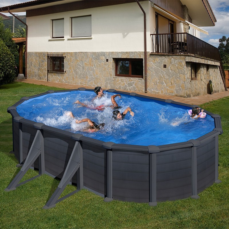 piscina gre ovalada kea kit500gy imitacion antracita gre