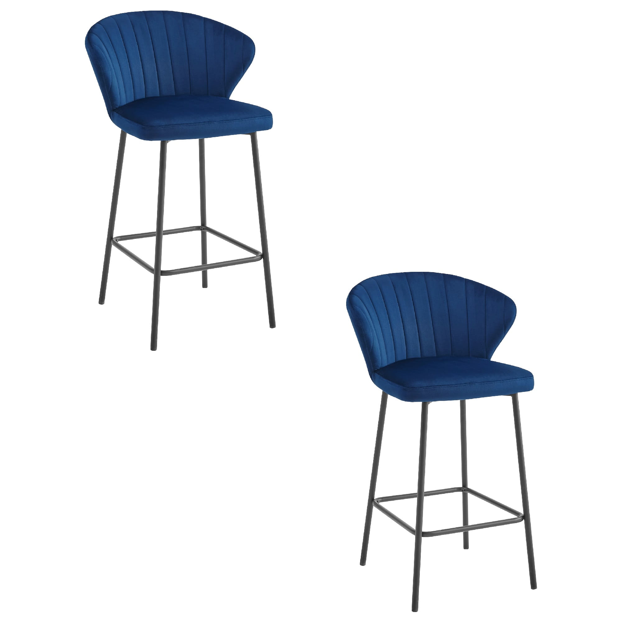 Taburete de bar valora gatta, terciopelo azul marino, patas negras (x2)