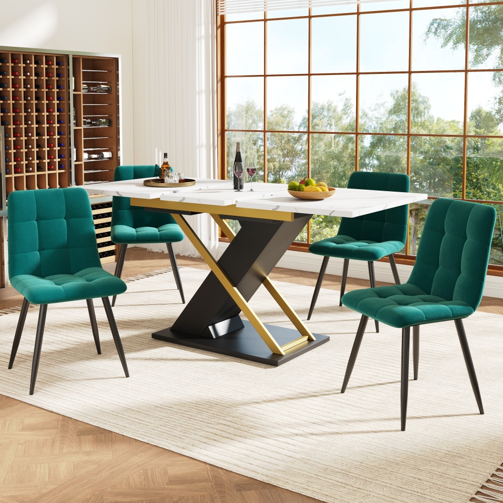 Mesa de comedor extensible mdf negro 75,4x120 160x80cm