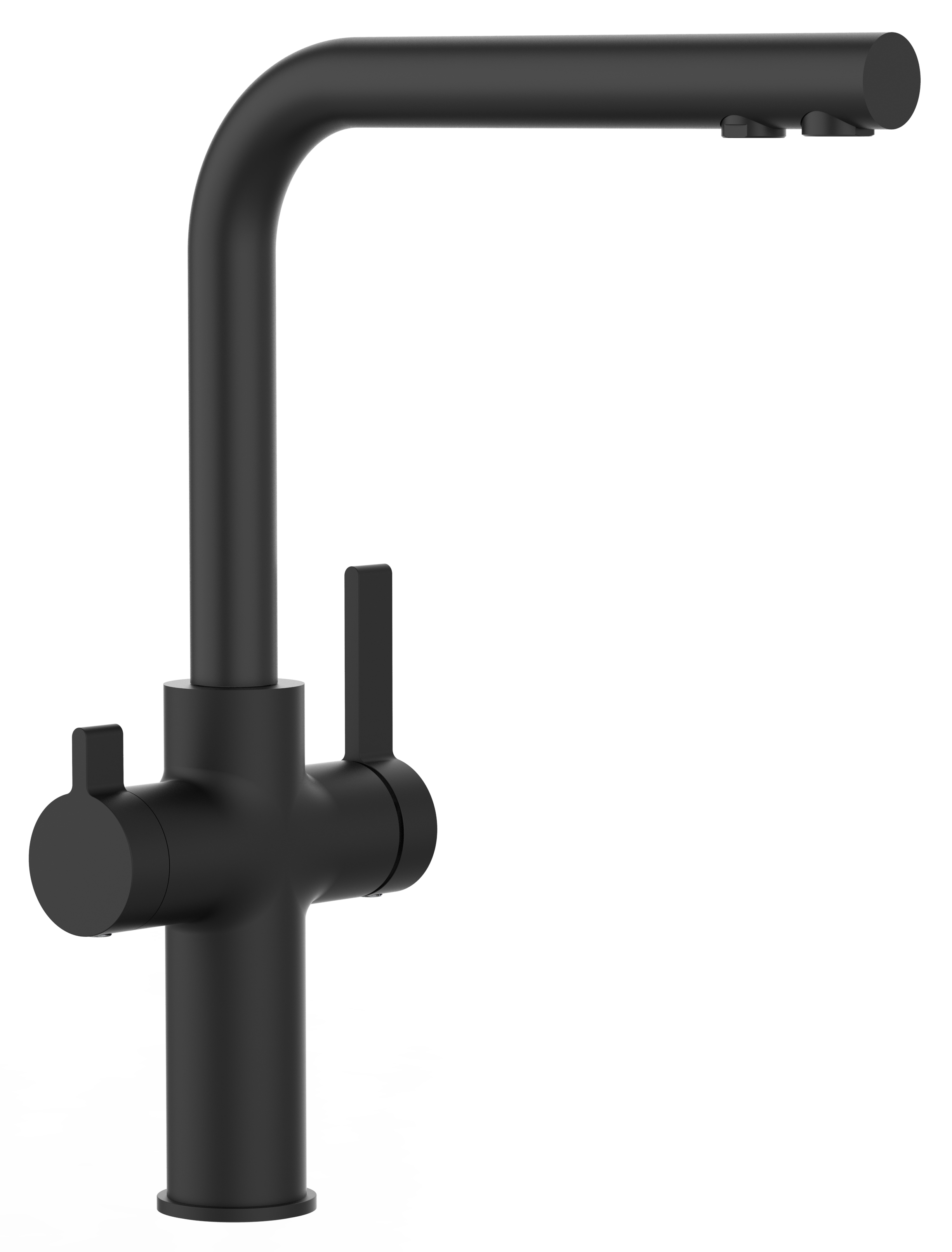 Grifo de cocina 4 vías negro con caño alto l giratorio 360°, FC