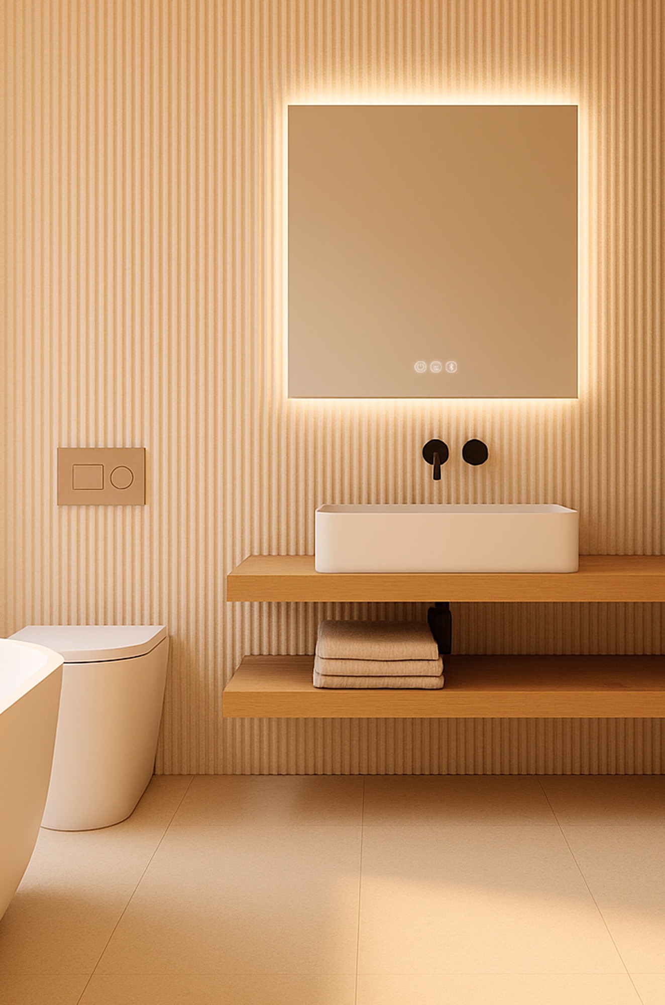 Espejo de baño calma connect 120x80, app, antivaho y bluetooth