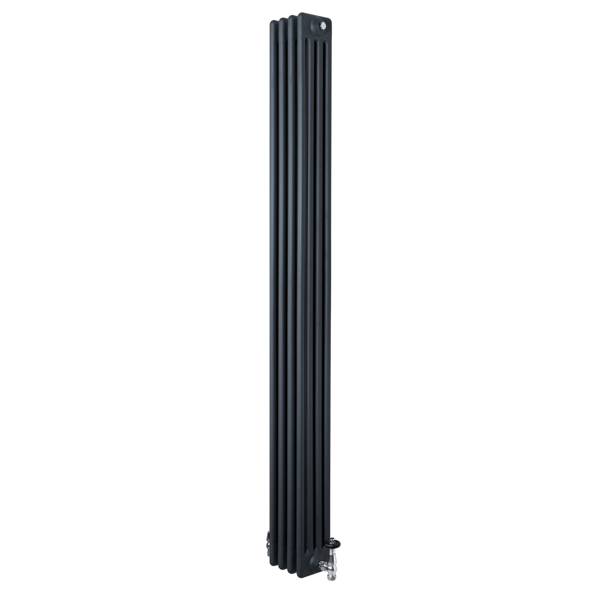 Radiador tradicional de 4 columnas y válvulas – 1800 x 200 mm – gris