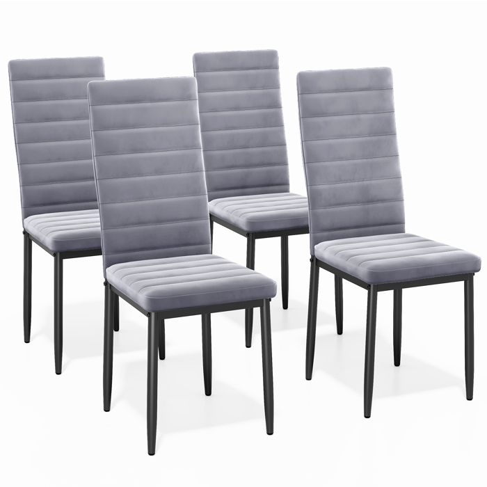 Silla escandinava de terciopelo gris claro - lote de 4 - 96 cm